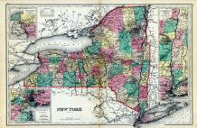 New York State Map, Hudson River Valley, Niagara River and Vicinity, Cortland County 1876